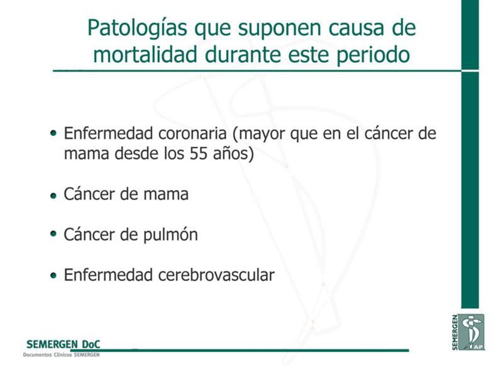 Patologías que suponen causa de mortalidad durante este periodo