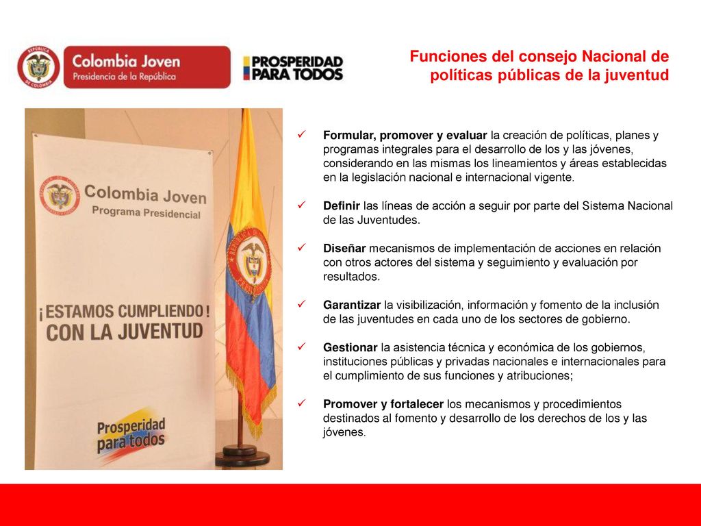 Funciones del consejo Nacional de políticas públicas de la juventud