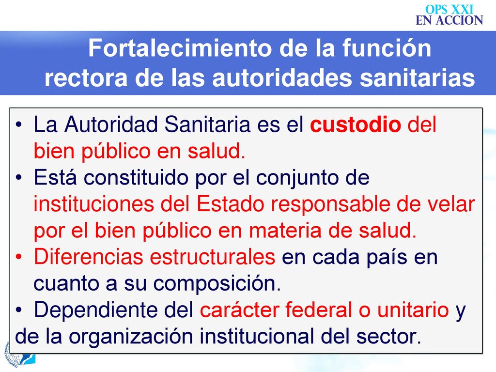Fortalecimiento de la función rectora de las autoridades sanitarias