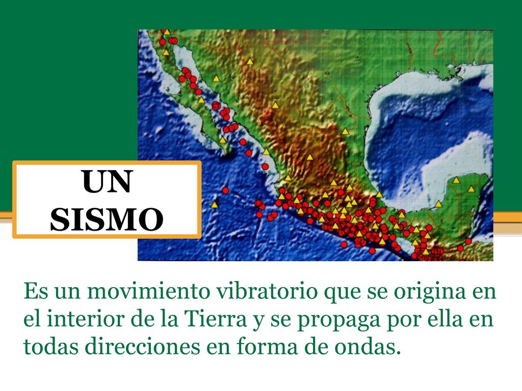 UN SISMO Es un movimiento vibratorio que se origina en el interior de la Tierra y se propaga por ella en todas direcciones en forma de ondas.