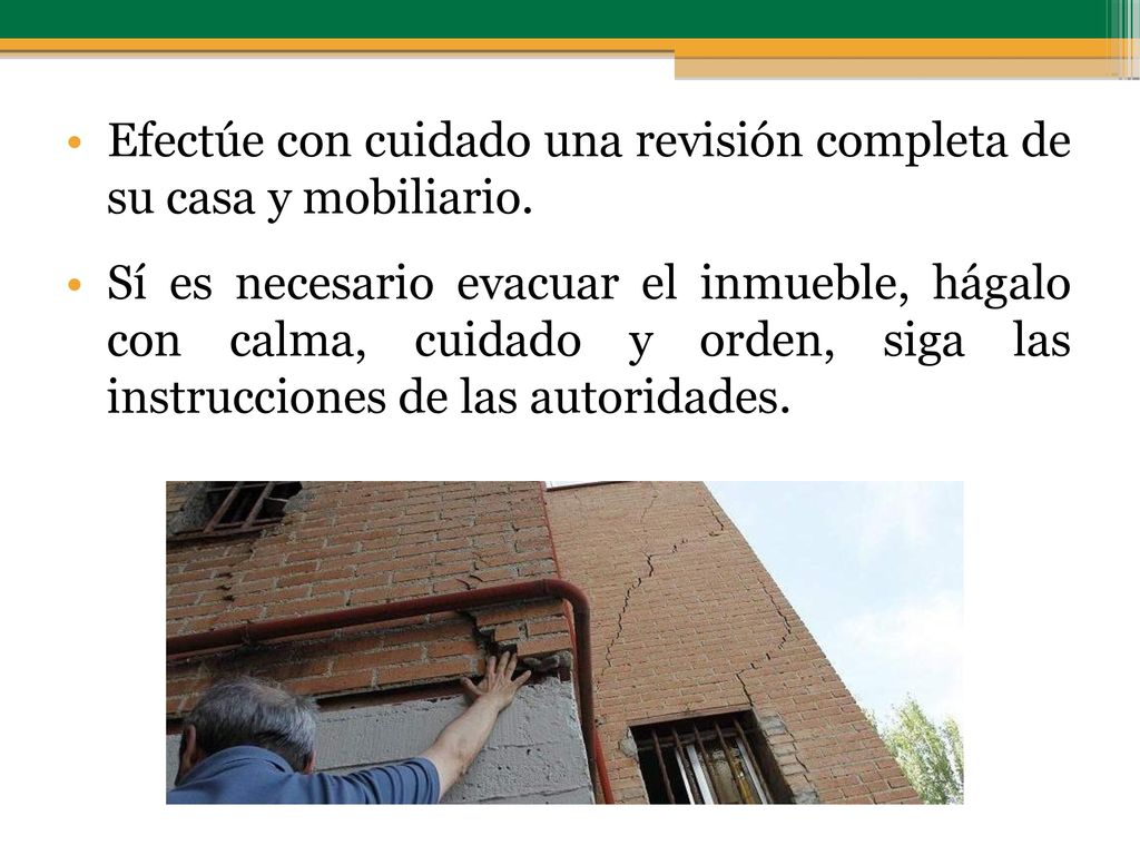 Efectúe con cuidado una revisión completa de su casa y mobiliario.
