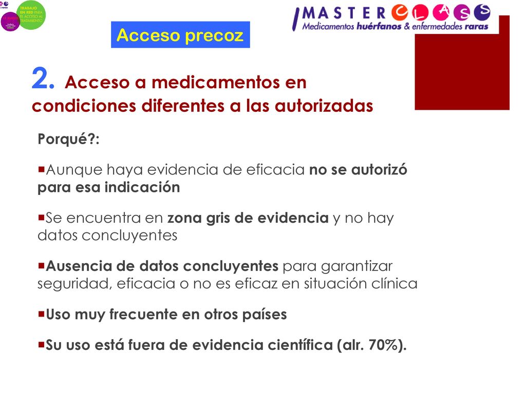 2. Acceso a medicamentos en condiciones diferentes a las autorizadas