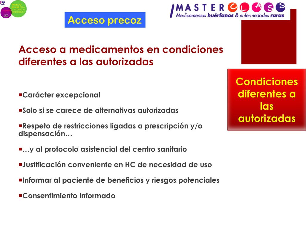 Acceso a medicamentos en condiciones diferentes a las autorizadas