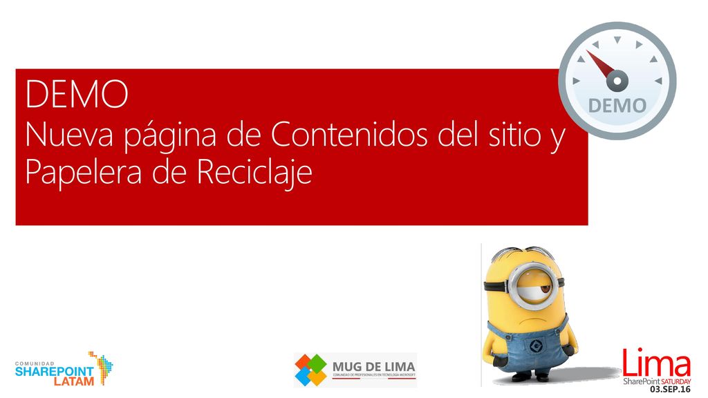 DEMO Nueva página de Contenidos del sitio y Papelera de Reciclaje