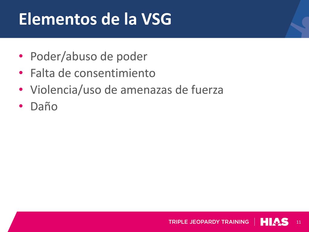 Elementos de la VSG Poder/abuso de poder Falta de consentimiento