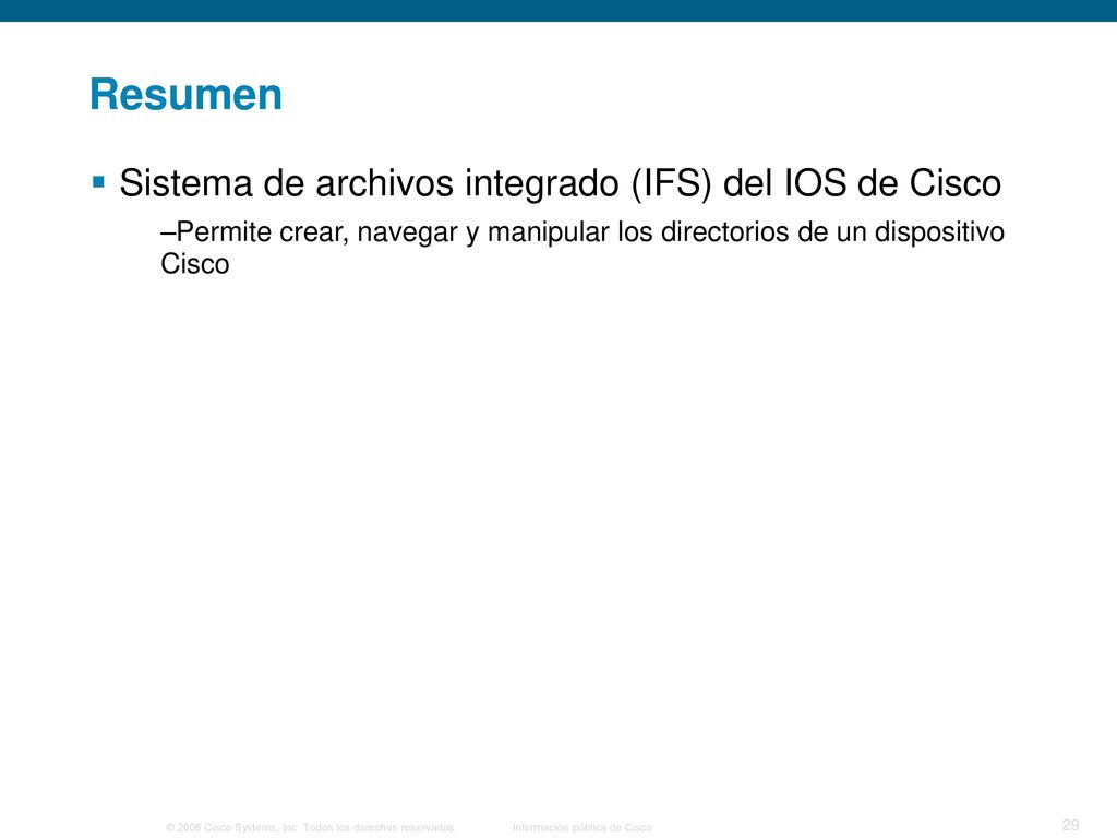 Resumen Sistema de archivos integrado (IFS) del IOS de Cisco