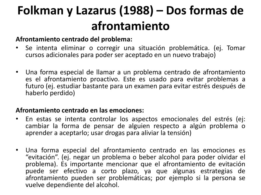 Folkman y Lazarus (1988) – Dos formas de afrontamiento