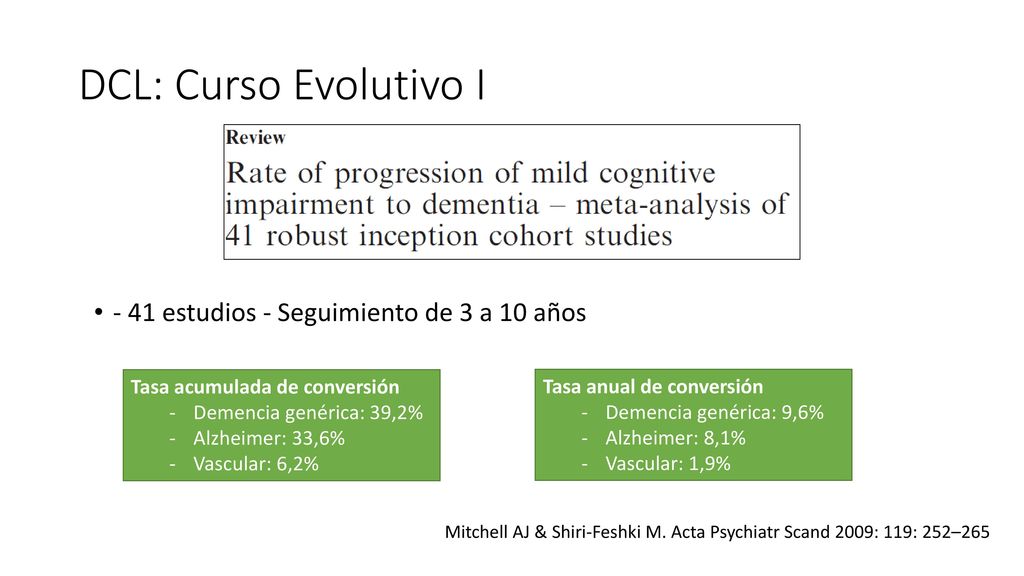 DCL: Curso Evolutivo I - 41 estudios - Seguimiento de 3 a 10 años