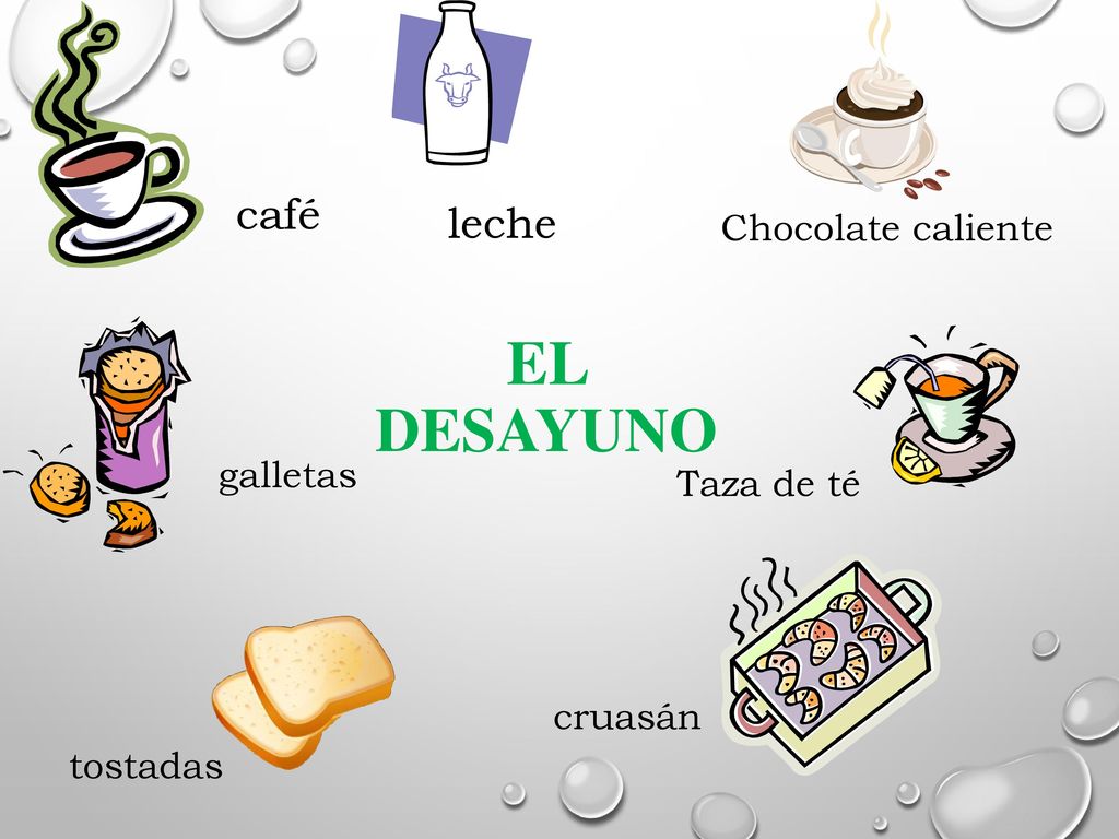 El desayuno café leche Chocolate caliente galletas Taza de té cruasán
