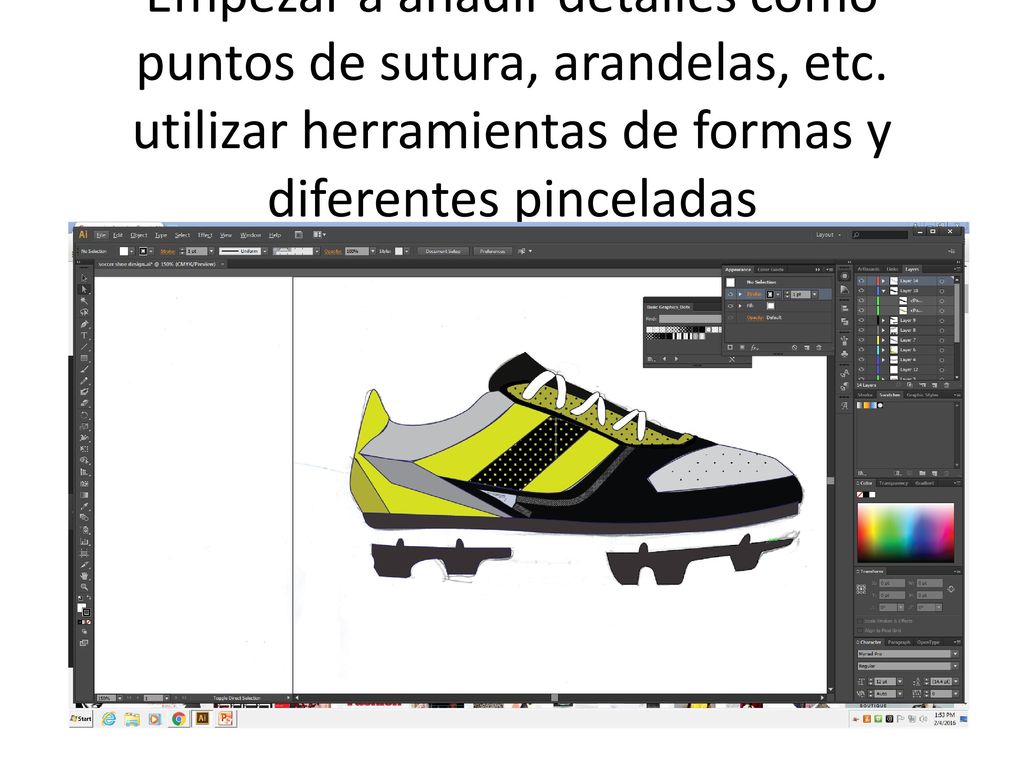 Empezar a añadir detalles como puntos de sutura, arandelas, etc