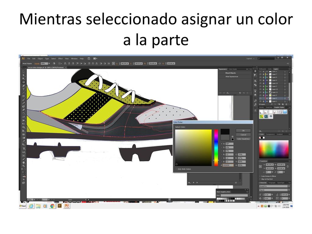 Mientras seleccionado asignar un color a la parte
