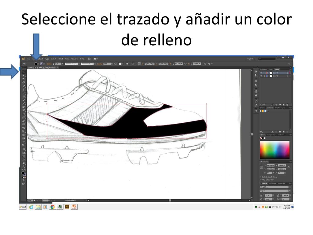 Seleccione el trazado y añadir un color de relleno