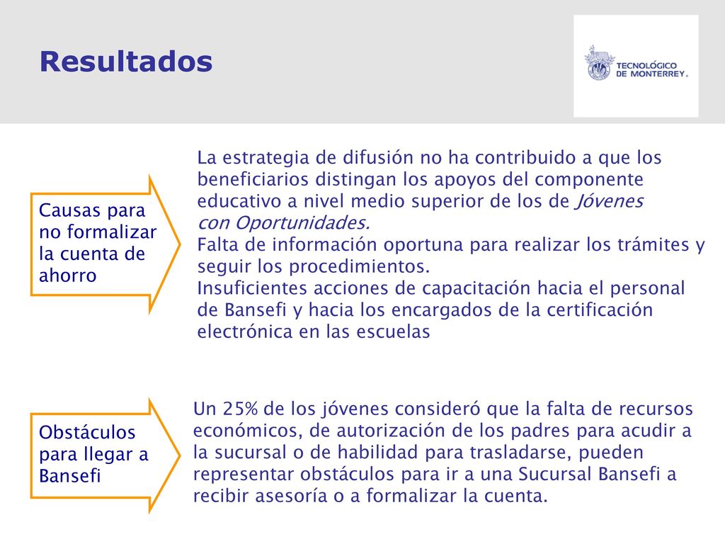 Resultados La estrategia de difusión no ha contribuido a que los