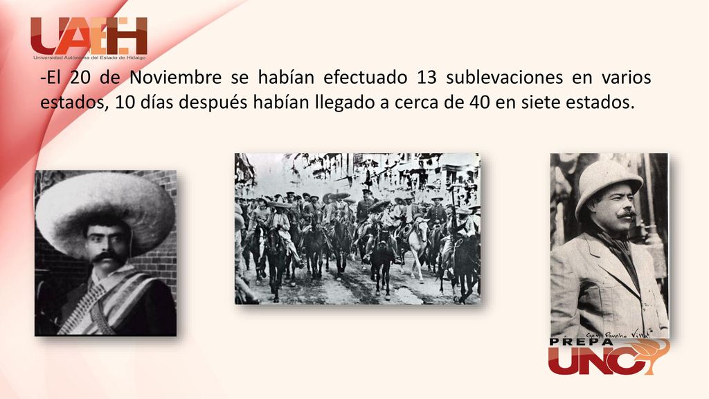 -El 20 de Noviembre se habían efectuado 13 sublevaciones en varios estados, 10 días después habían llegado a cerca de 40 en siete estados.