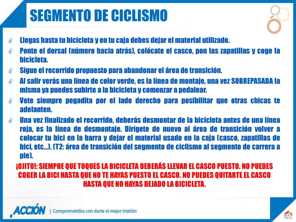 SEGMENTO DE CICLISMO Llegas hasta tu bicicleta y en tu caja debes dejar el material utilizado.