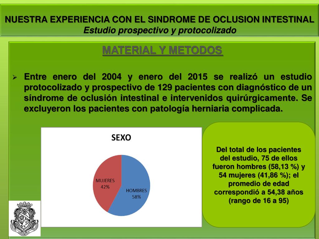 NUESTRA EXPERIENCIA CON EL SINDROME DE OCLUSION INTESTINAL Estudio prospectivo y protocolizado