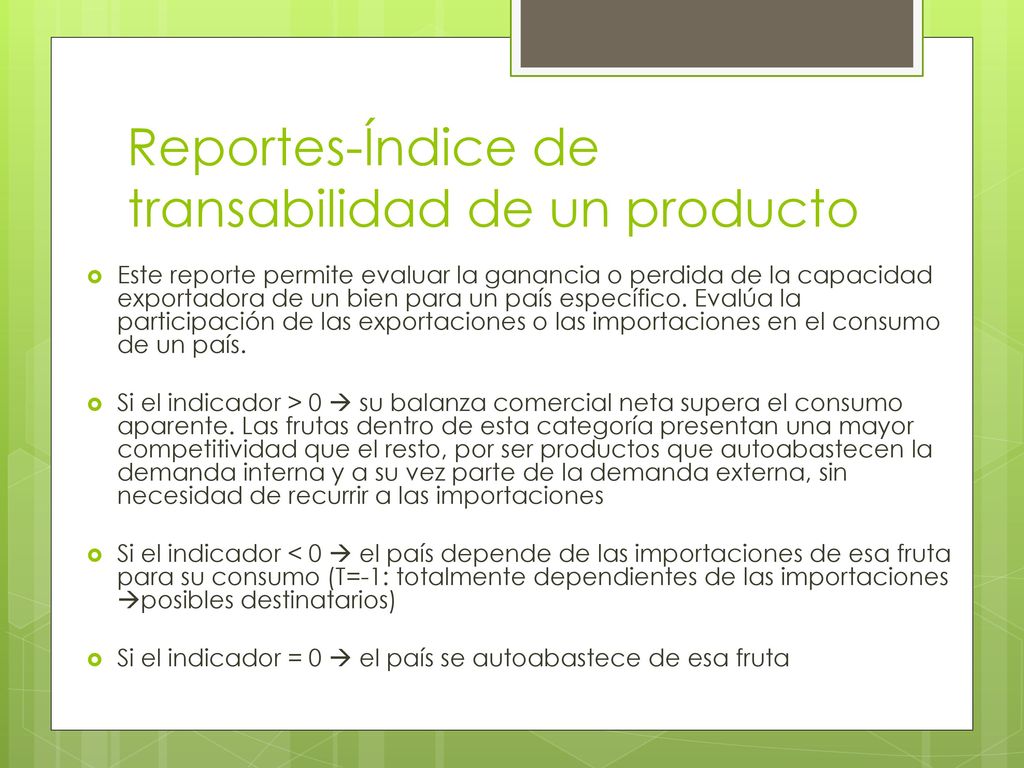 Reportes-Índice de transabilidad de un producto