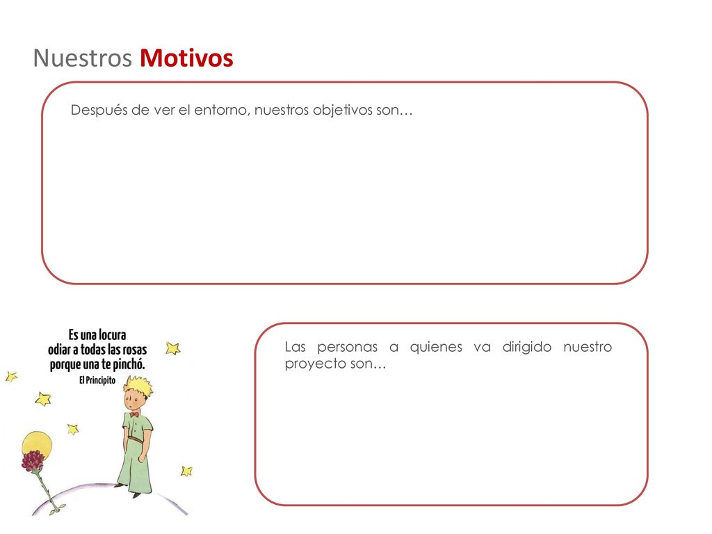 Nuestros Motivos Después de ver el entorno, nuestros objetivos son…