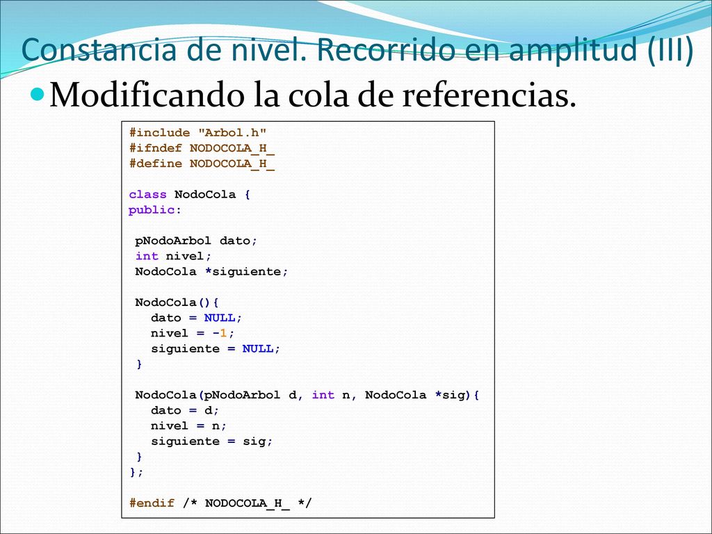 Constancia de nivel. Recorrido en amplitud (III)