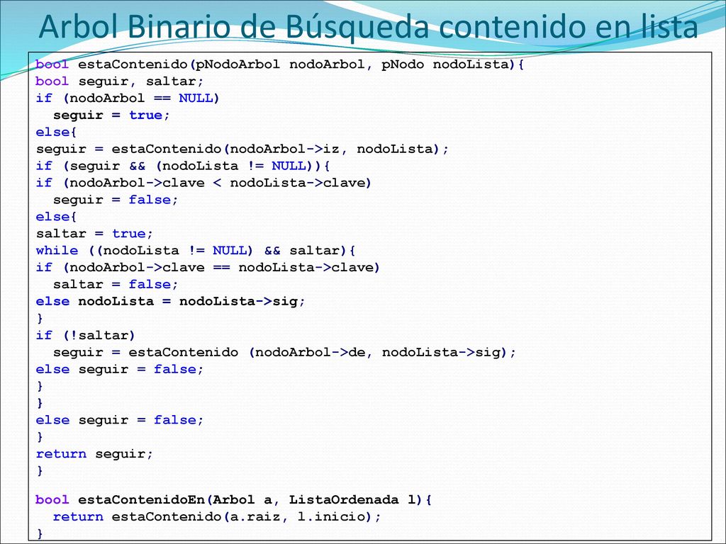 Arbol Binario de Búsqueda contenido en lista
