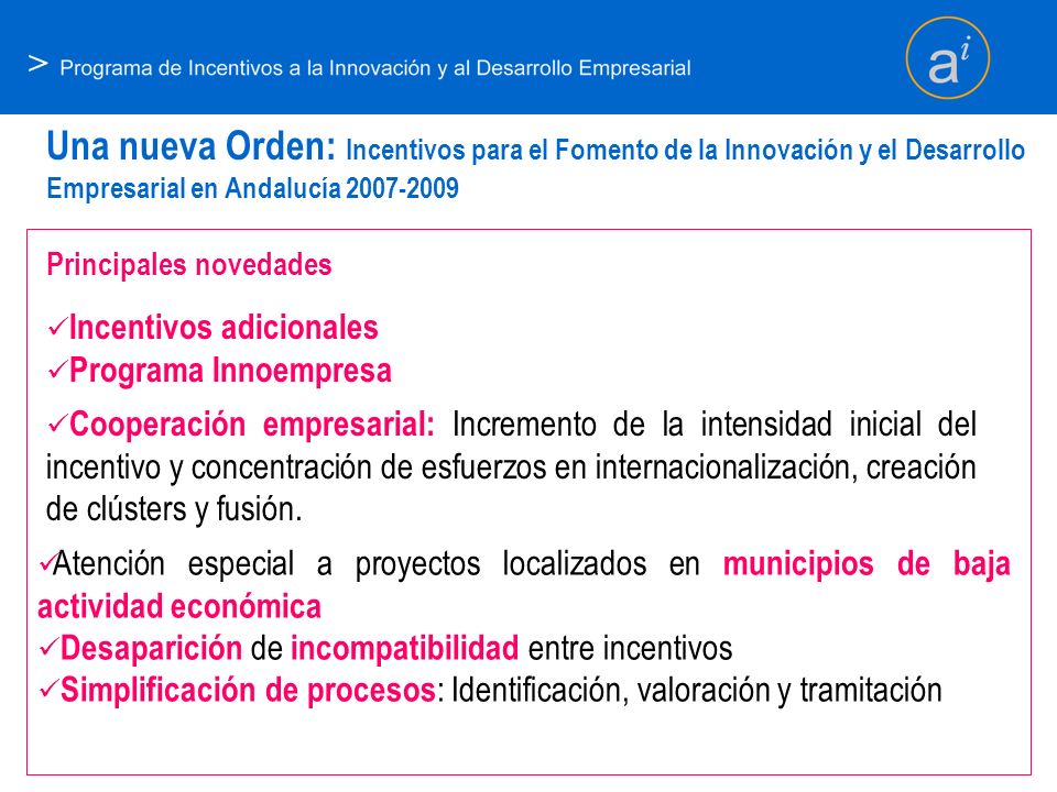> Una nueva Orden: Incentivos para el Fomento de la Innovación y el Desarrollo Empresarial en Andalucía