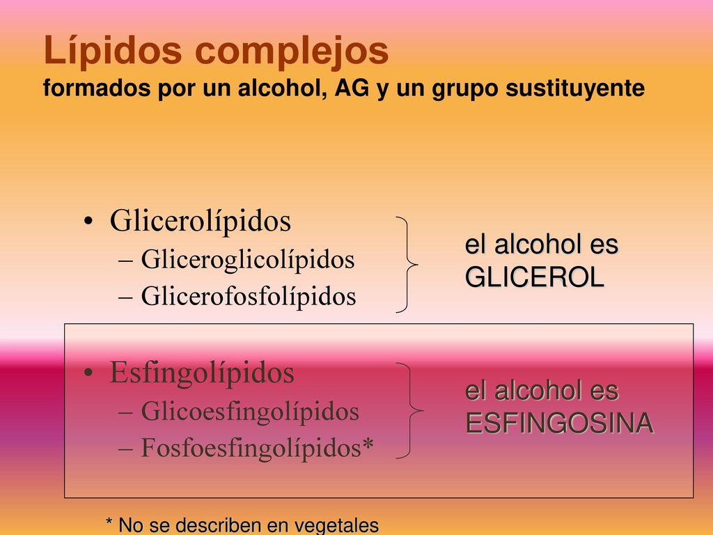 Lípidos complejos formados por un alcohol, AG y un grupo sustituyente