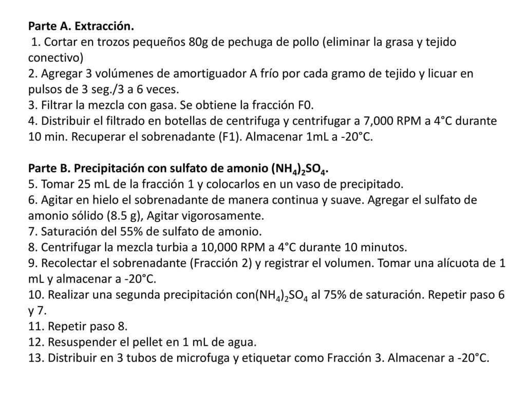 Parte A. Extracción. 1. Cortar en trozos pequeños 80g de pechuga de pollo (eliminar la grasa y tejido conectivo)