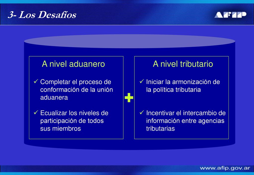 + 3- Los Desafíos A nivel aduanero A nivel tributario