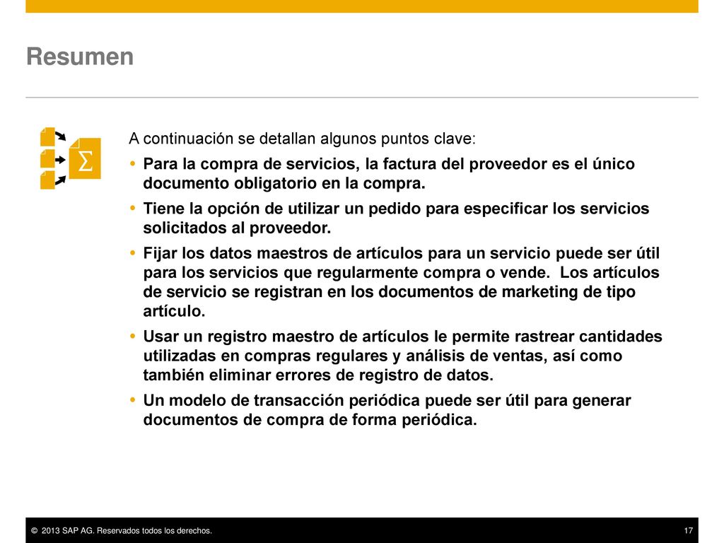 Resumen A continuación se detallan algunos puntos clave: