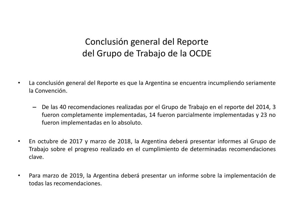 Conclusión general del Reporte del Grupo de Trabajo de la OCDE