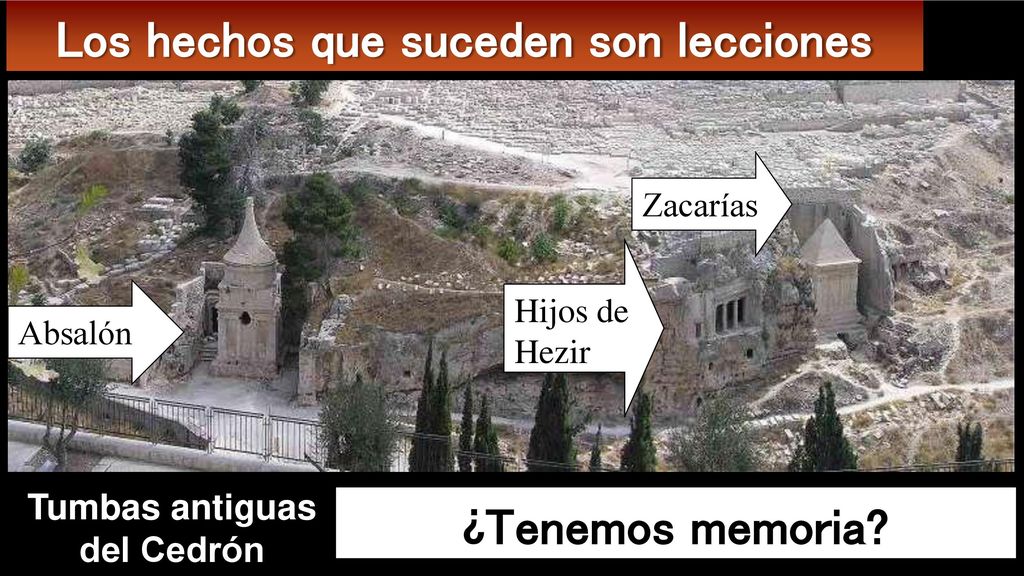Los hechos que suceden son lecciones Tumbas antiguas del Cedrón
