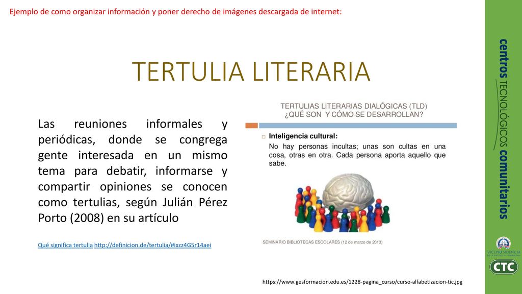 Ejemplo de como organizar información y poner derecho de imágenes descargada de internet: