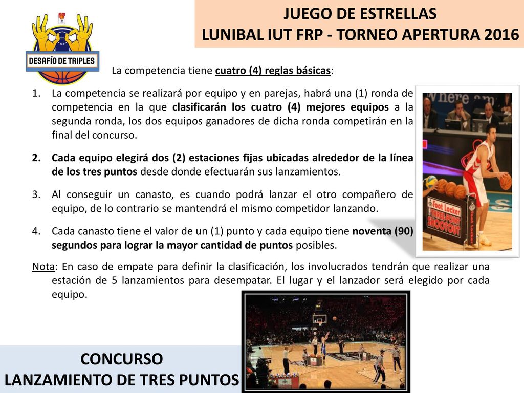 LUNIBAL IUT FRP - TORNEO APERTURA 2016 LANZAMIENTO DE TRES PUNTOS