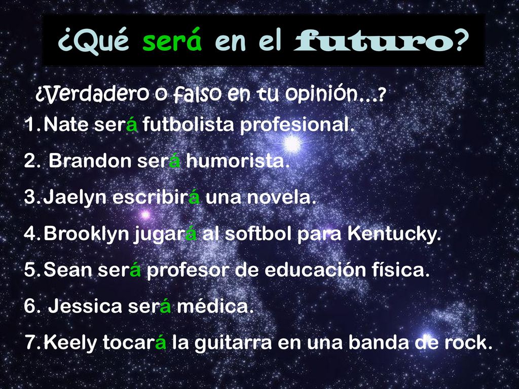 ¿Qué será en el futuro ¿Verdadero o falso en tu opinión…