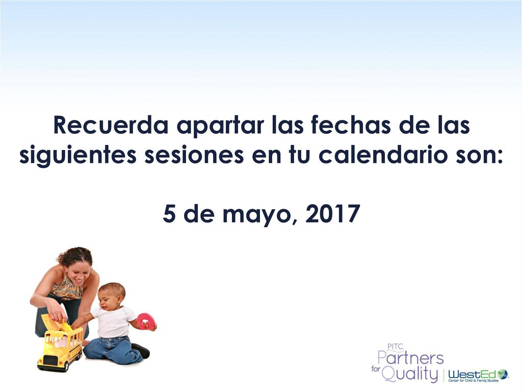 Recuerda apartar las fechas de las siguientes sesiones en tu calendario son: