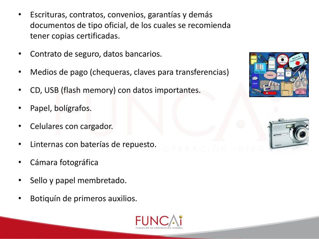 Escrituras, contratos, convenios, garantías y demás documentos de tipo oficial, de los cuales se recomienda tener copias certificadas.