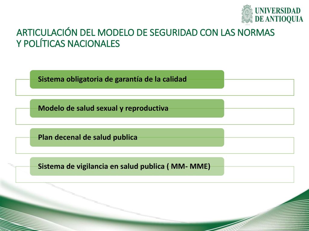 ARTICULACIÓN DEL MODELO DE SEGURIDAD CON LAS NORMAS Y POLÍTICAS NACIONALES