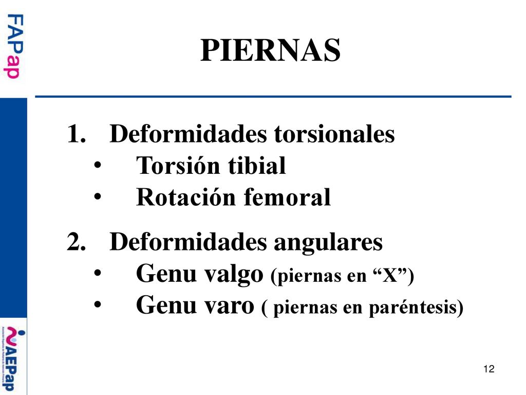 PIERNAS Deformidades torsionales Torsión tibial Rotación femoral