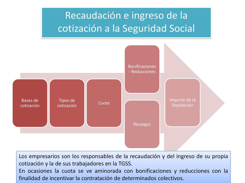 Recaudación e ingreso de la cotización a la Seguridad Social