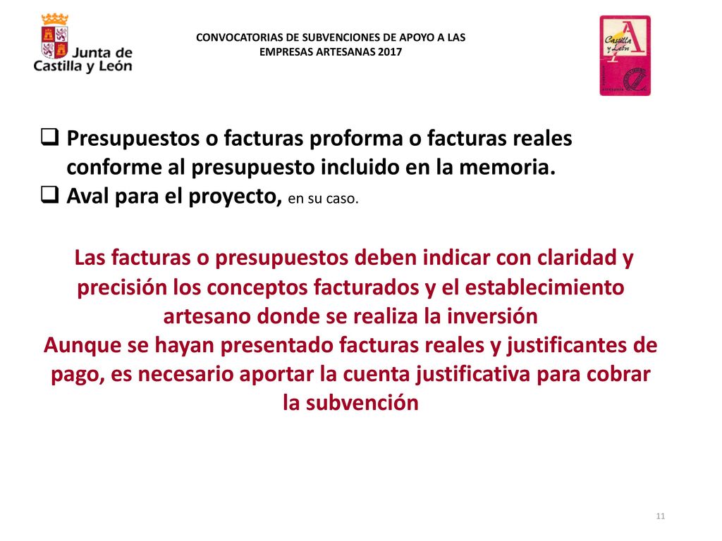 CONVOCATORIAS DE SUBVENCIONES DE APOYO A LAS EMPRESAS ARTESANAS 2017