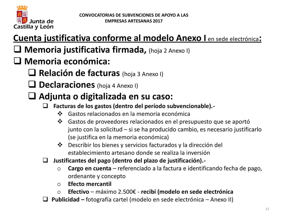 CONVOCATORIAS DE SUBVENCIONES DE APOYO A LAS EMPRESAS ARTESANAS 2017