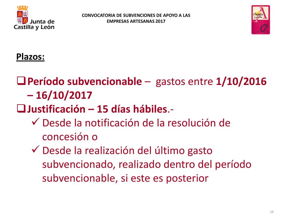 CONVOCATORIA DE SUBVENCIONES DE APOYO A LAS EMPRESAS ARTESANAS 2017