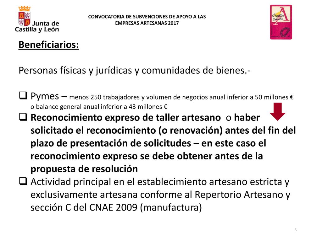 CONVOCATORIA DE SUBVENCIONES DE APOYO A LAS EMPRESAS ARTESANAS 2017
