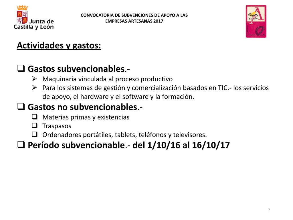 CONVOCATORIA DE SUBVENCIONES DE APOYO A LAS EMPRESAS ARTESANAS 2017