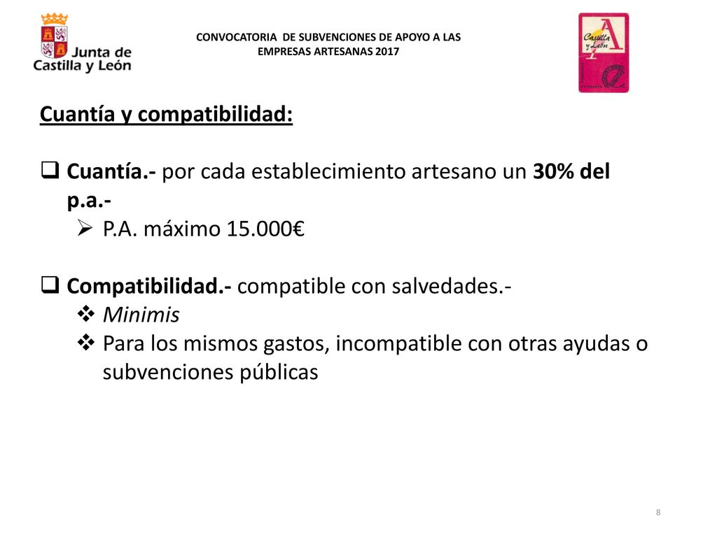 CONVOCATORIA DE SUBVENCIONES DE APOYO A LAS EMPRESAS ARTESANAS 2017