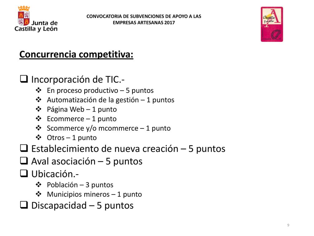 CONVOCATORIA DE SUBVENCIONES DE APOYO A LAS EMPRESAS ARTESANAS 2017