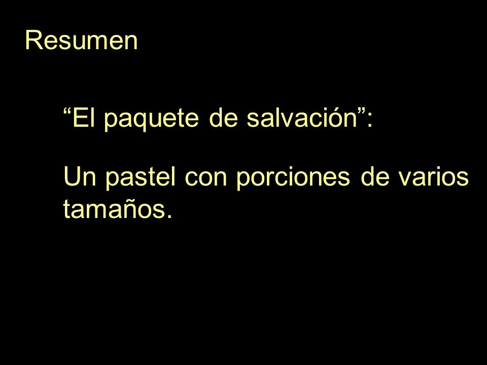 Resumen El paquete de salvación : Un pastel con porciones de varios tamaños.