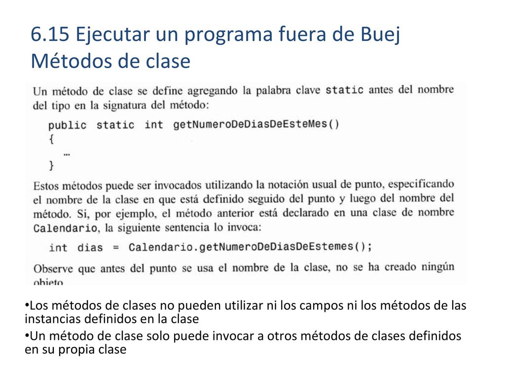 6.15 Ejecutar un programa fuera de Buej Métodos de clase