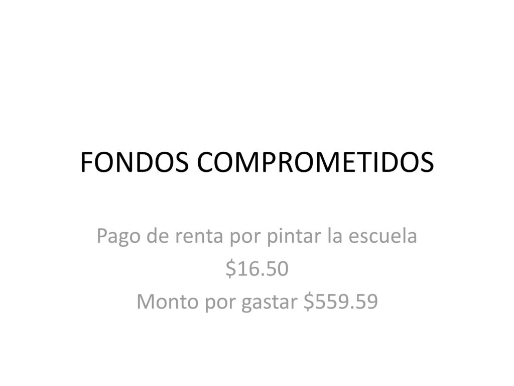 Pago de renta por pintar la escuela $16.50 Monto por gastar $559.59