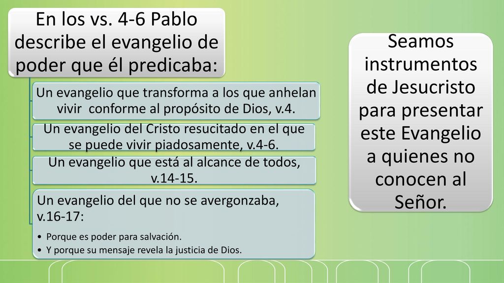 En los vs. 4-6 Pablo describe el evangelio de poder que él predicaba: